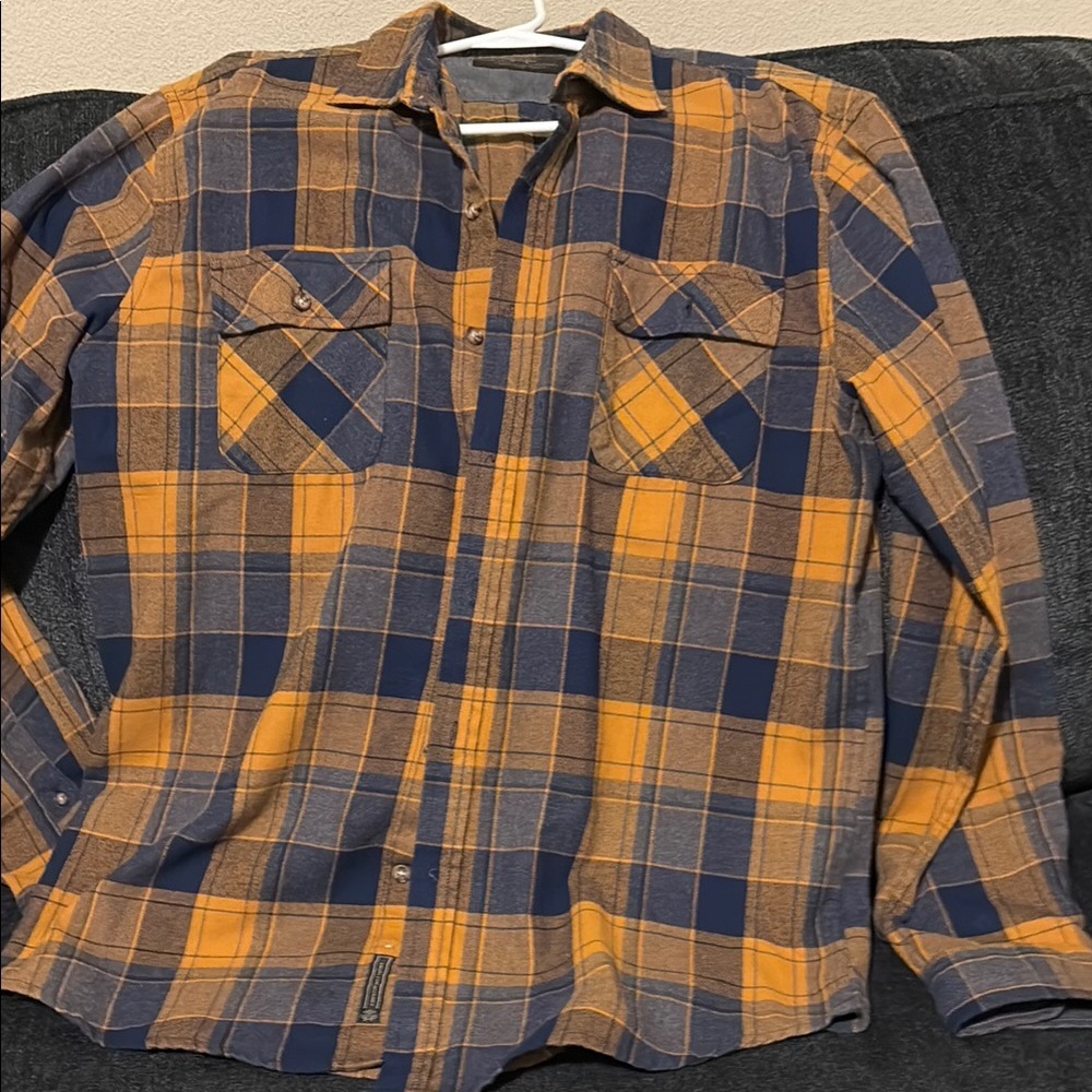 Casual Blue and Orange Button Down Shirt